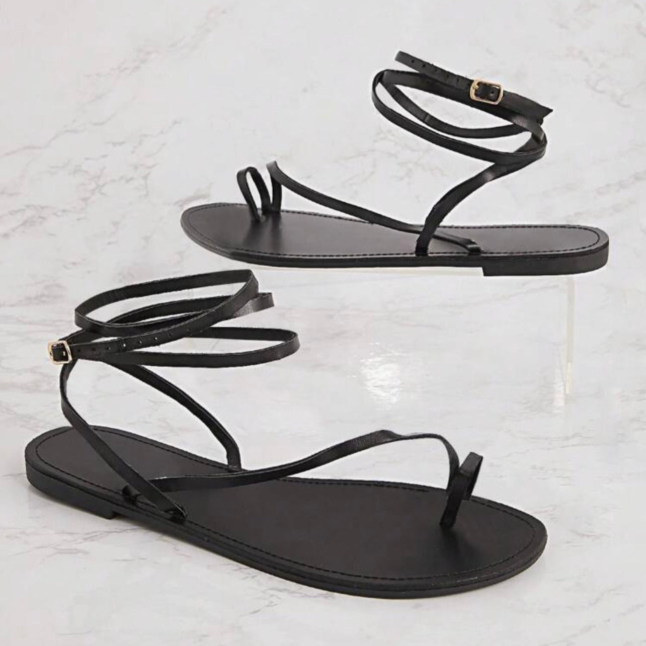 Black Ankle Strap Sandals